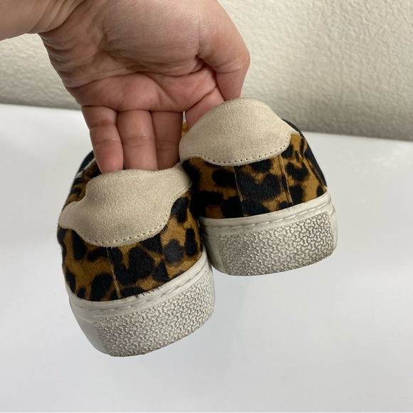 Veronica Beard Distressed Sami Leopard Calf Hair Suede Sneakers - Picture 6 of 11